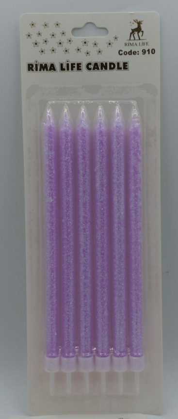 Lila Simli Doğum Günü Mumu 6 Lı Kod: 910